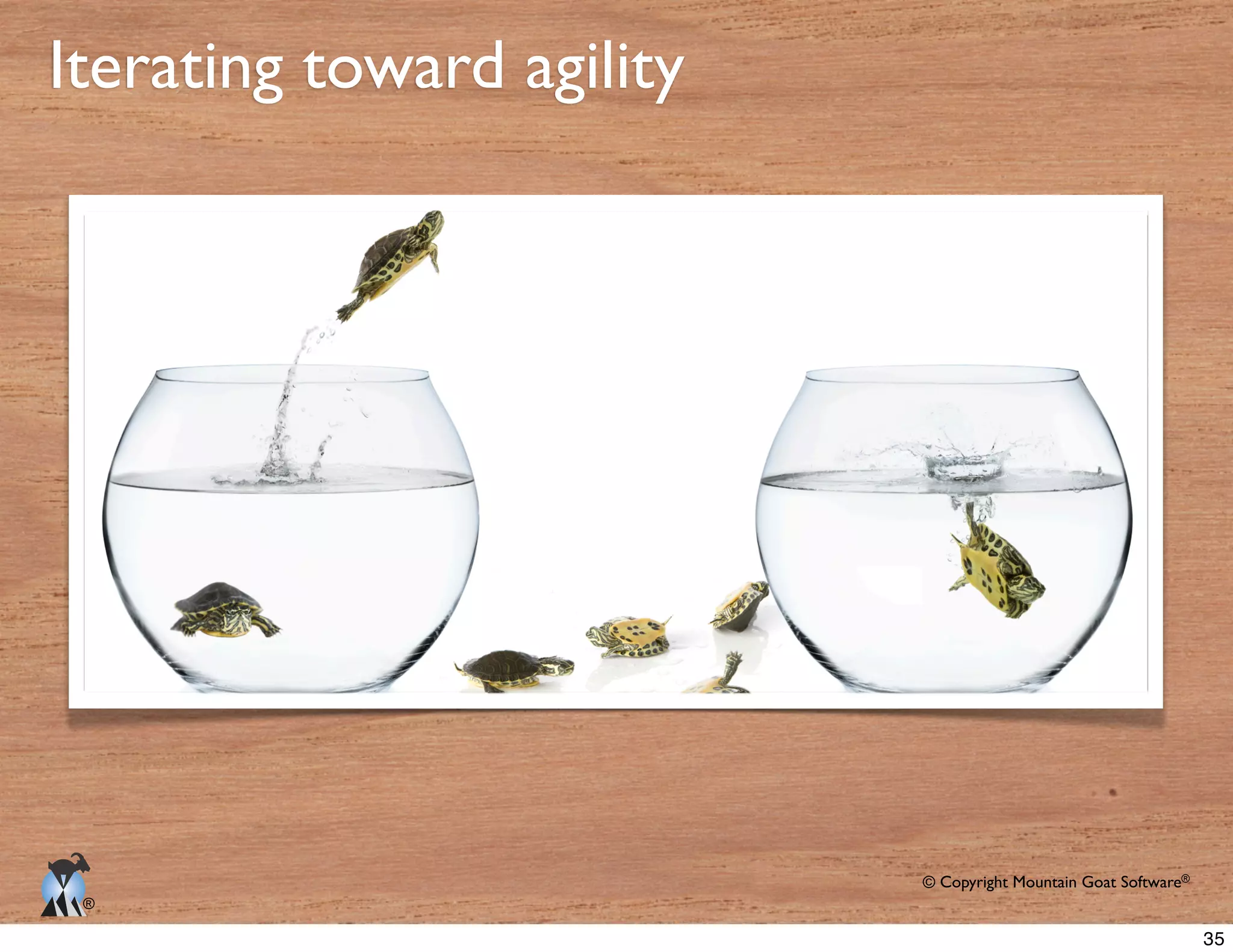 © Copyright Mountain Goat Software®
®
Iterating toward agility
35
 