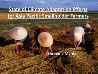 State of Climate Adaptation Efforts
for Asia Pacific Smallholder Farmers




                 Shreema Mehta
 
