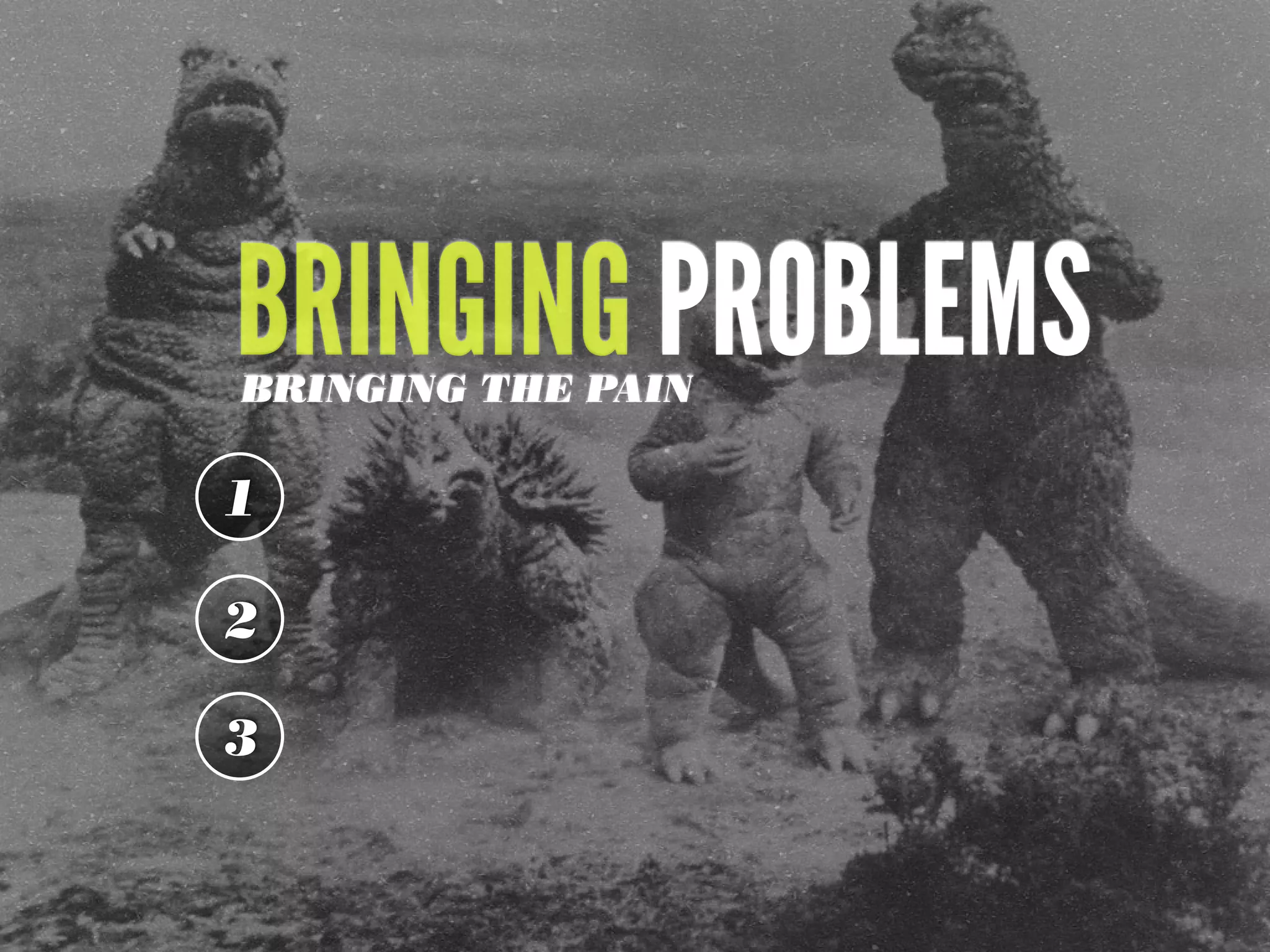 BRINGING PROBLEMSBRINGING THE PAIN
1
2
3
 