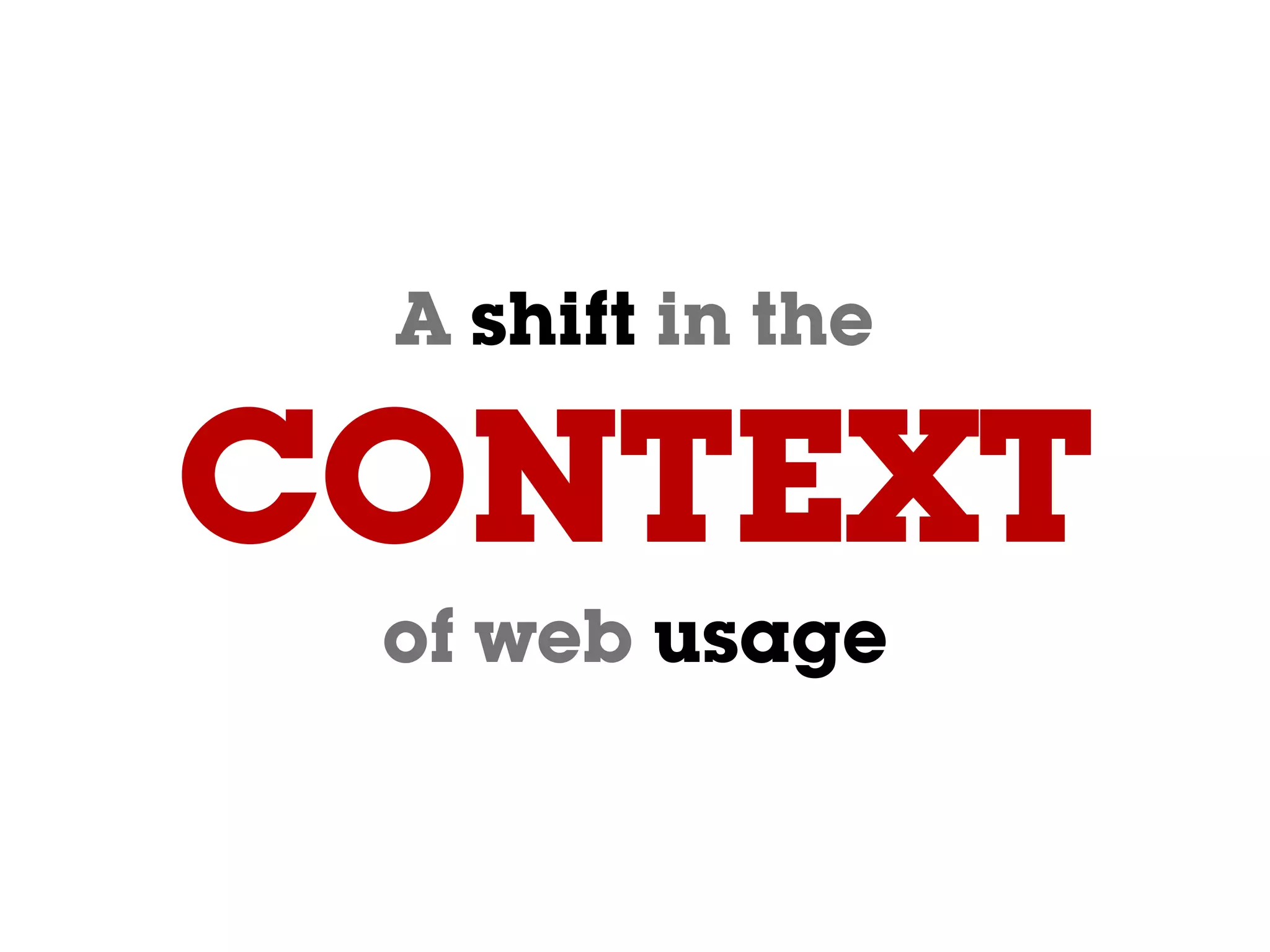 CONTEXT
A shift in the
of web usage
 