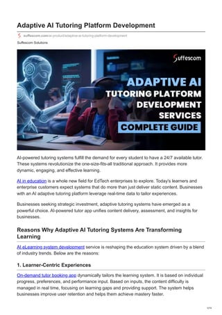 Adaptive AI Tutoring Platform Development for Smart Learning | PDF