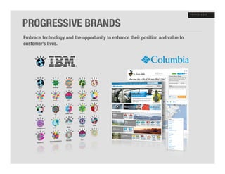 PROGRESSIVE BRANDS"
Embrace technology and the opportunity to enhance their position and value to
customer’s lives."
 