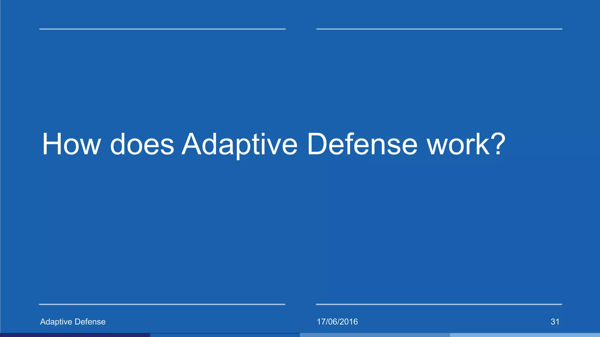 17/06/2016Adaptive Defense 31
How does Adaptive Defense work?
 