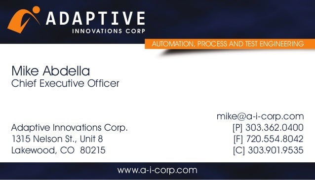 adaptive innovations business card