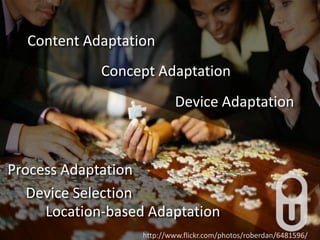 Content Adaptation<br />Concept Adaptation<br />Device Adaptation<br />Process Adaptation<br />Device Selection<br />Locat...