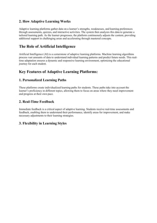 Adaptive Learning Platforms: Revolutionizing Education for Individual ...