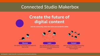 Connected Studio Makerbox
@cubicgarden | https://www.bbc.co.uk/makerbox/tools/adaptive-podcasting
 