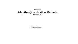 A Seminar on
Adaptive Quantization Methods
Presented By
Mahesh Pawar
 