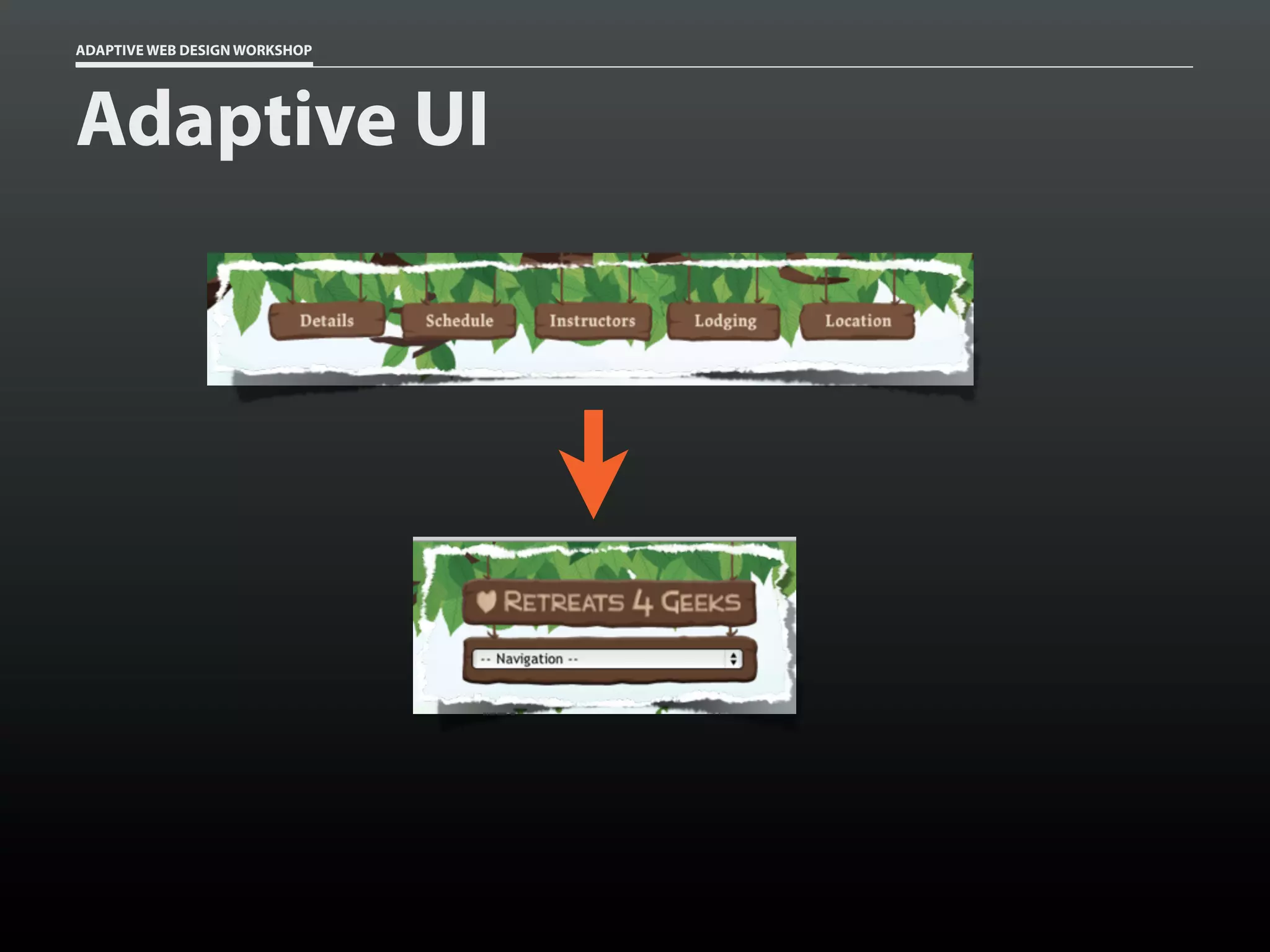 ADAPTIVE WEB DESIGN WORKSHOP




Adaptive UI
 