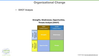 © ADAPT Model. http://www.adapttransformation.com/
• SWOT Analysis
Organizational Change
 