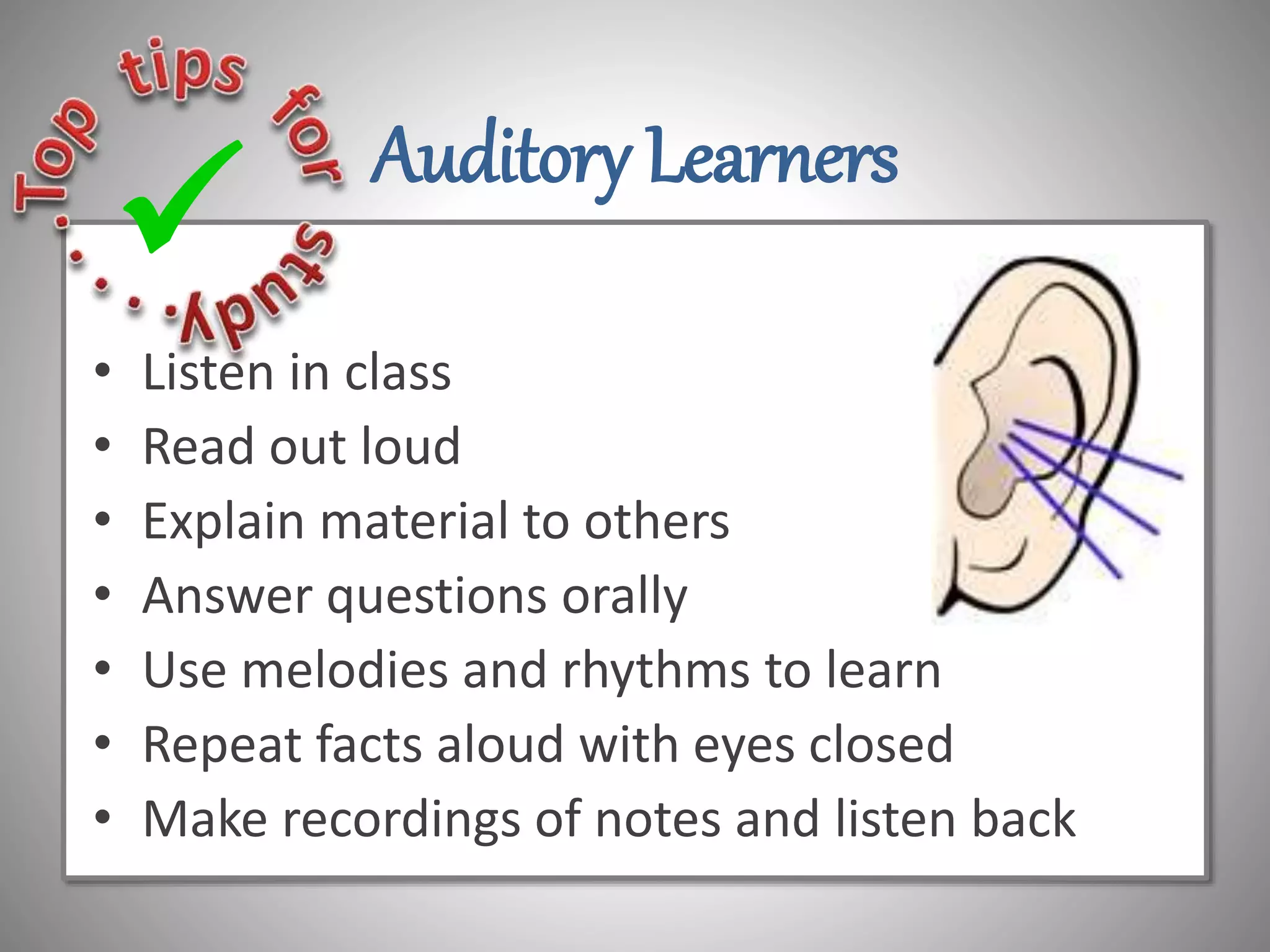 Adapt Your Study Technique To Suit Your Learning Style Pptx