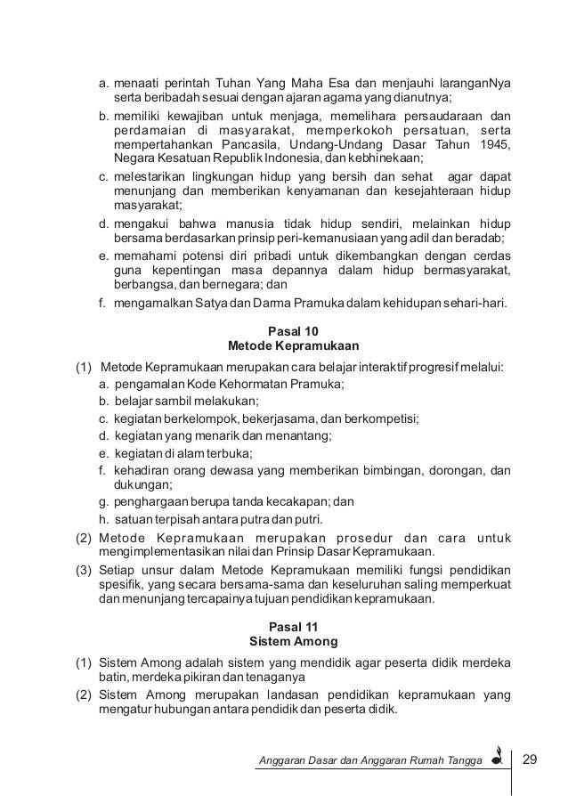 AD ARTt gerakan pramuka munas 2013