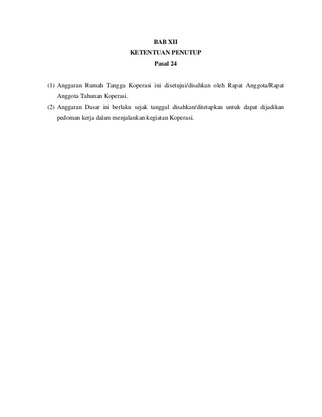 Anggaran Dasar dan Rumah Tangga Koperasi "KOMPAS"