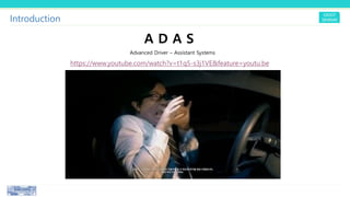 A D A S
Advanced Driver – Assistant Systems
https://www.youtube.com/watch?v=t1q5-s3j1VE&feature=youtu.be
Introduction
 