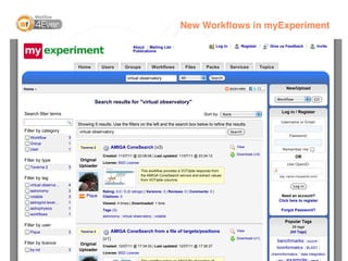 New Workﬂows in myExperiment

                                                          About | Mailing List |            ...