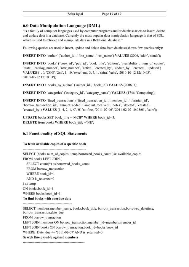 A database design_report_for_college_library final | DOC