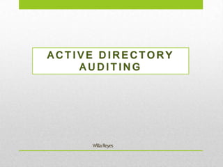 ACTIVE DIRECTORY
AUDITING

Willa Reyes

 