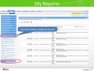 My Reports
List of all reports configured by you.
 