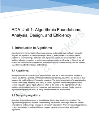 ADA Unit-1 Algorithmic Foundations Analysis, Design, and Efficiency.pdf