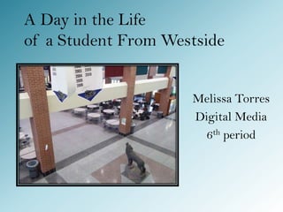 A Day in the Life
of a Student From Westside


                     Melissa Torres
                     Digital Media
                       6th period
 
