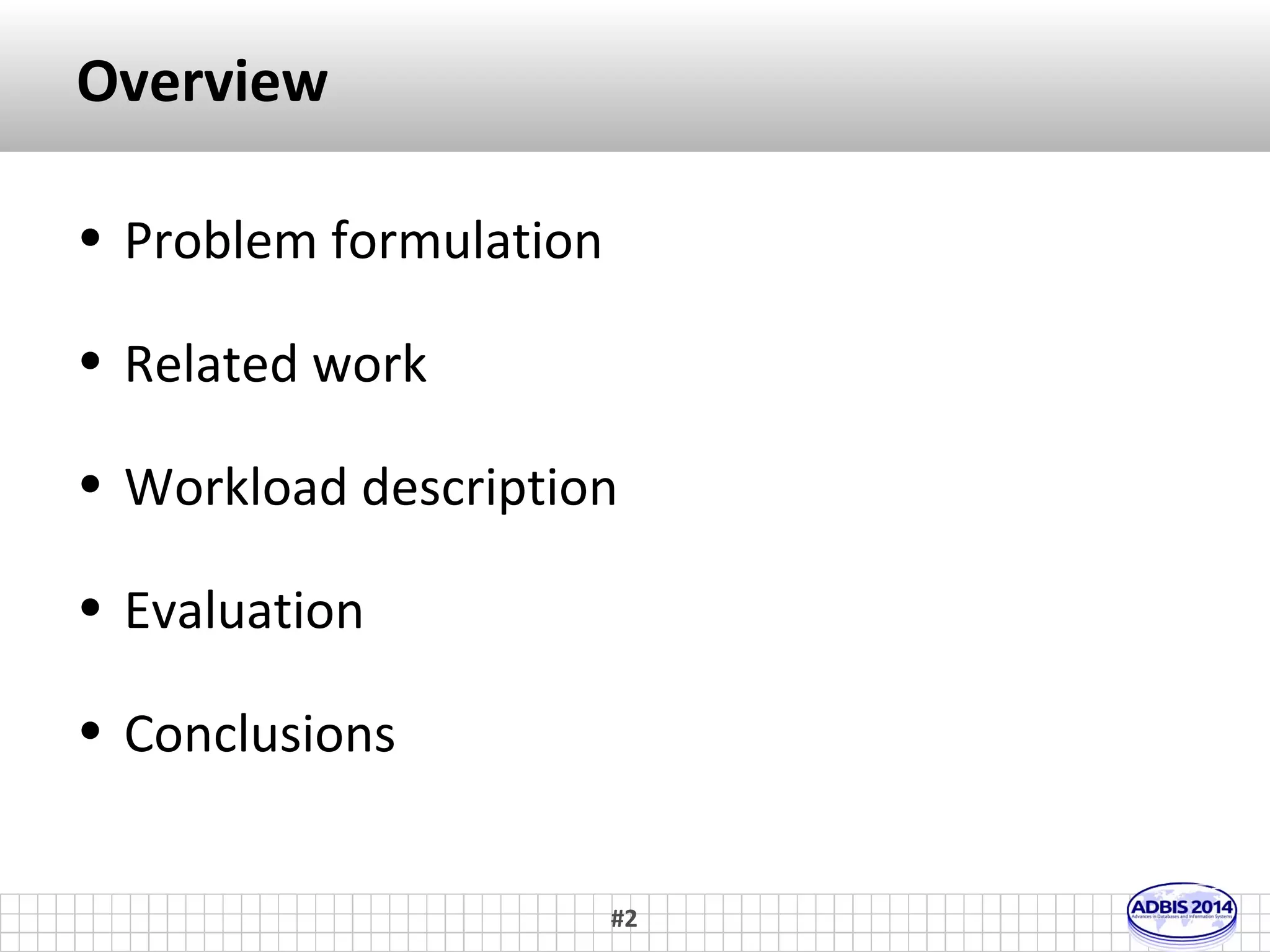 Important Note 
• This is an update of the actual presentation given in 
September 2014. After the presentation, we received 
comments about the implementation of our benchmark, 
which led us to update the implementation and rerun the 
experiments. We would like to thank @lgarulli and 
@OrientDB for their contribution. 
• The updated paper is now available on: 
http://mklab.iti.gr/files/beis_adbis2014_corrected.pdf 
while the original is still available on the Springer site: 
http://link.springer.com/chapter/10.1007/978-3-319-10518-5_1 
#2 
 
