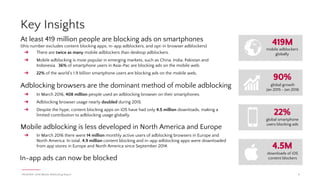 Adblocking is now the most hotly discussed topic in the digital media industry. In August 2015 we published a
widely-cited joint report with Adobe, which showed that nearly two hundred million people around the world were
using adblocking software on their desktop and laptop computers. Since then, a complex landscape of mobile
adblocking has evolved, accompanied by much conjecture and hyperbole. We believe that any constructive industry
response to adblocking must be based on facts, not opinions. Therefore, we have partnered with the mobile app
intelligence firm Priori Data to produce this report, which maps the real trajectory of adblocking usage as it shifts to
mobile devices. Unlike other reports on mobile adblocking, we are presenting findings based on empirical data, not
surveys of user-stated adblocking adoption.
People are installing adblock for different reasons, many of which are indisputably valid. If the open web is to survive,
these reasons must be fundamentally addressed. PageFair’s technology can power a new kind of advertising experience
for the “blocked web” - ads that thoroughly address privacy, security and UX concerns, while simultaneously protecting
publishers and the open web from unwarranted adblocking. I hope this report helps our industry move beyond debating
the facts, to addressing the root cause of adblocking adoption while taking action to ensure that good ads get seen.
PAGEFAIR | 2016 Mobile Adblocking Report
Foreword
4
Sean Blanchfield
CEO & Co-Founder, PageFair
May 2016
 