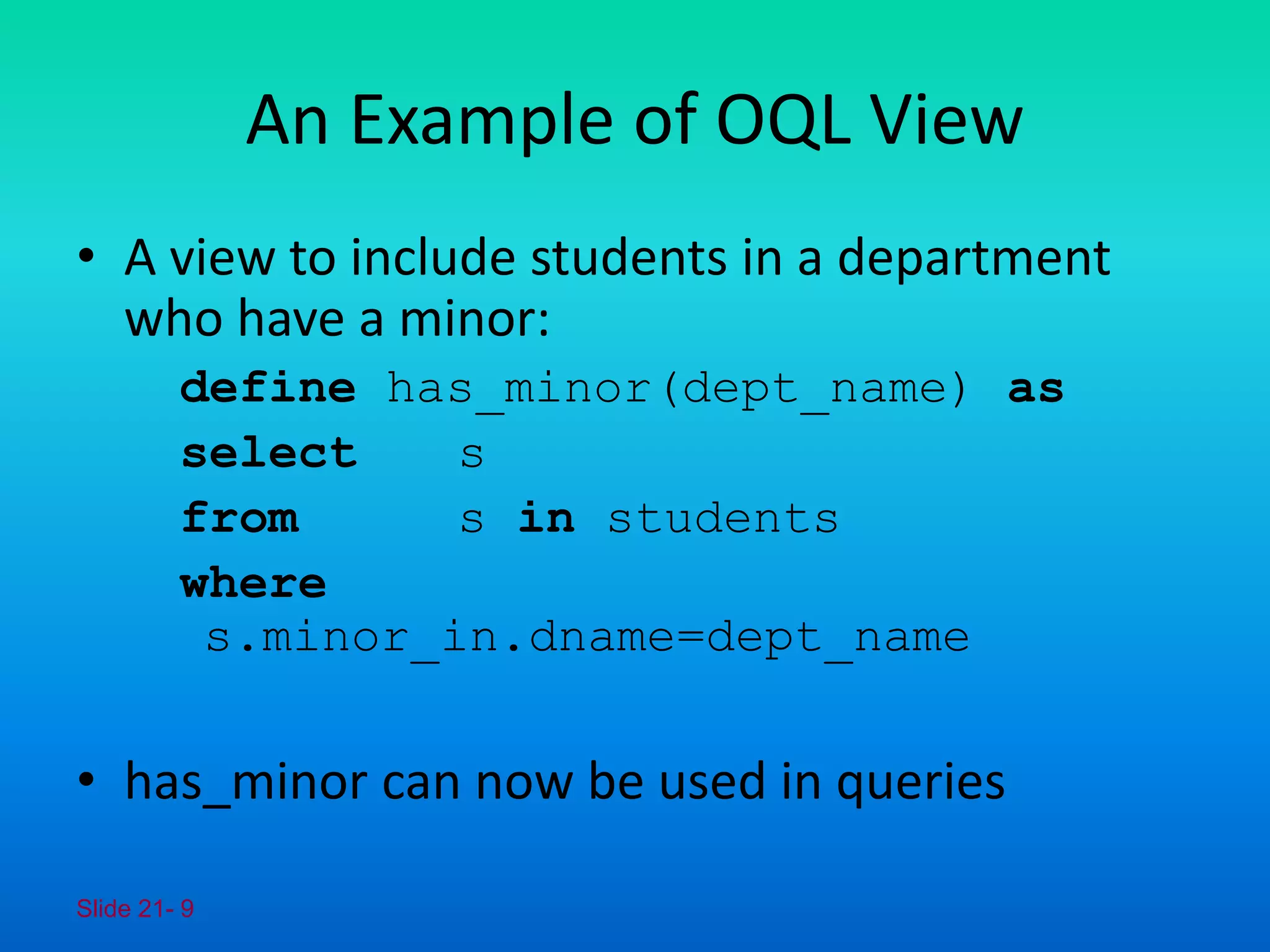 Adbms 17 object query language | PPT
