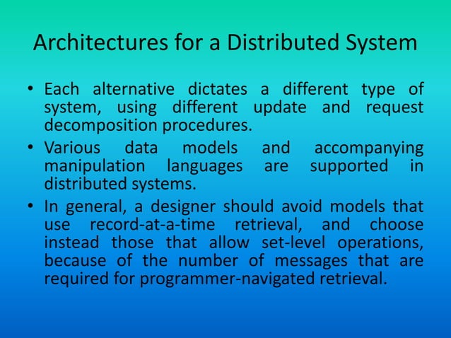 Adbms 26 architectures for a distributed system | PPT