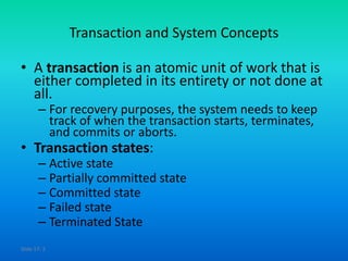 Adbms 34 transaction processing and recovery | PPTX