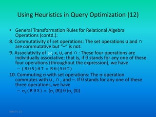 Adbms 40 heuristics in query optimization | PPTX