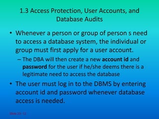 Adbms 46 security and integrity of databases | PPTX