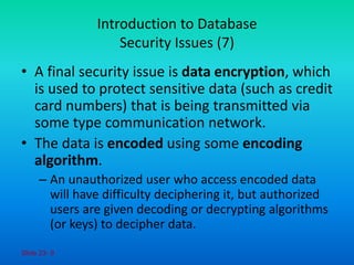 Adbms 46 security and integrity of databases | PPTX