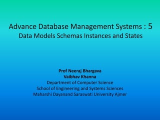 Adbms 5 data models schemas instances and states | PPTX | Databases ...
