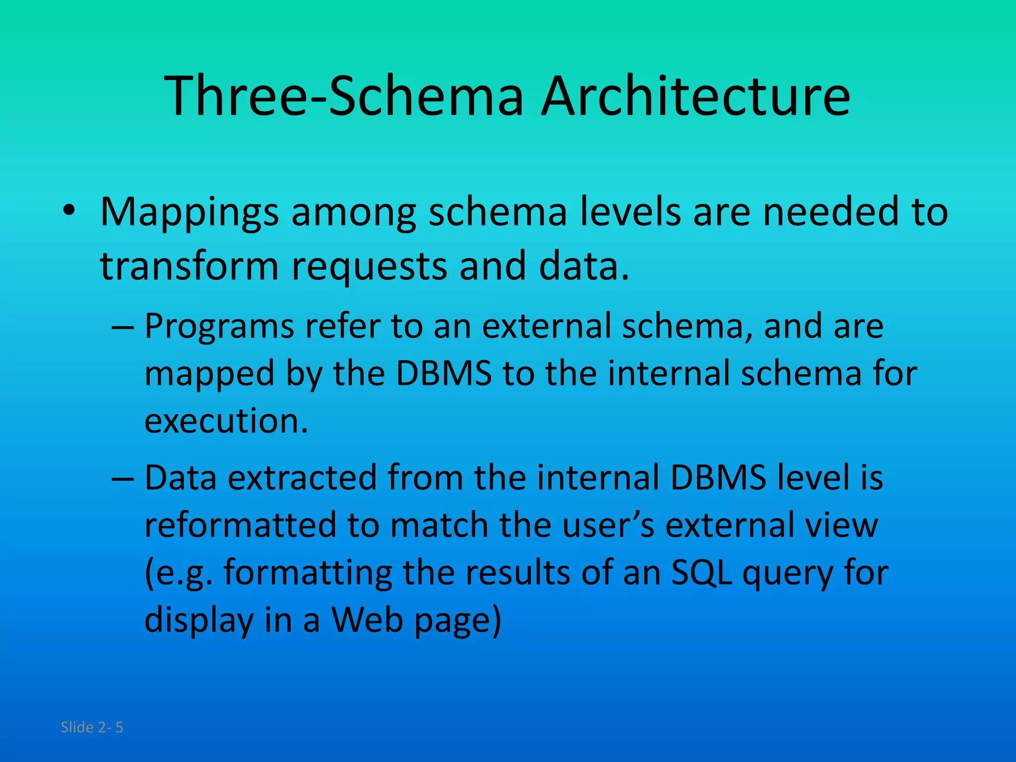 Adbms 6 three schema database architecture | PPT