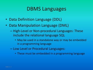 Adbms 7 database languages and tools | PPTX