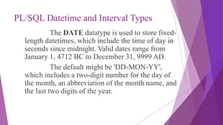 Sql Interval Data Type Adbms datatypes | PPTX