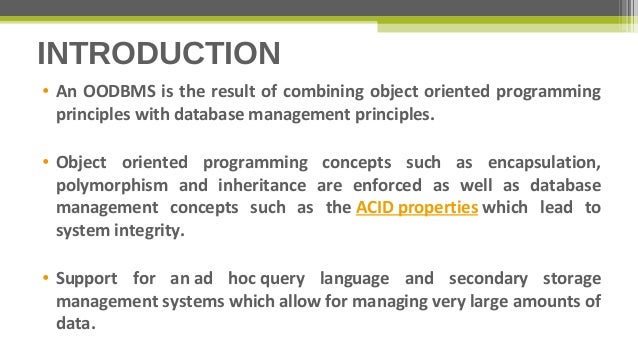 object-oriented database management system notes