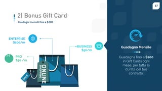 17
Guadagni mensili fino a $100
2| Bonus Gift Card
ONLINESHOPPING
 
