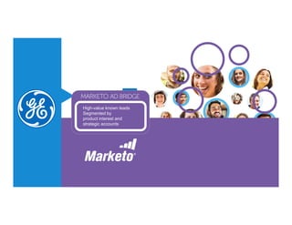 GE vision: Create cohesive and evolving
cross-channel experiences
High-value known leads
Segmented by
product interest and
strategic accounts
 