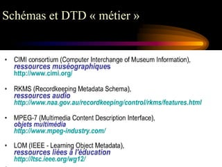 Schémas et DTD « métier »
 