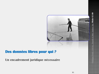 61
Des données libres pour qui ?
Un encadrement juridique nécessaire
PhilippePetit(1974).Zwarte&Wit.Galaxyfm.FlickrCCBY
 