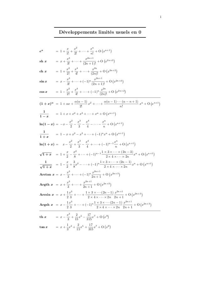 Formulaire limités maths