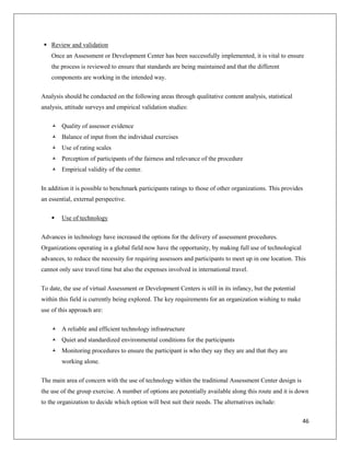 Development Centre Validity REPORT ON ASSESSMENT DEVELOPMENT CENTRE | DOCX
