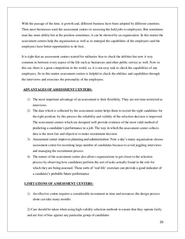Report On Assessment Development Centre