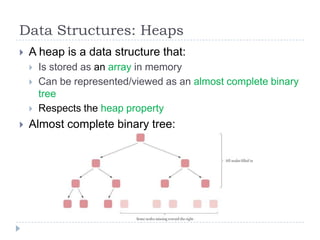 Data Structures: Heaps


A heap is a data structure that:






Is stored as an array in memory
Can be represented/vi...