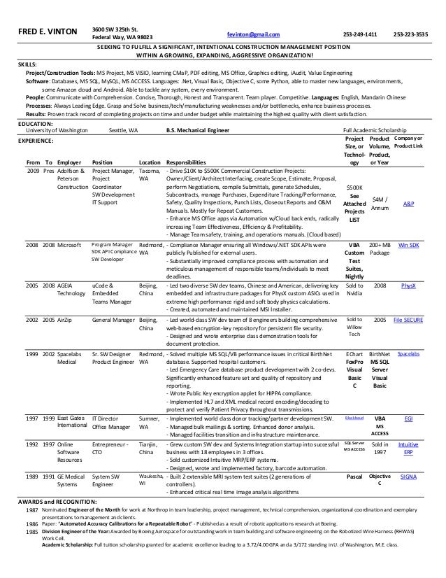 Resume projects list