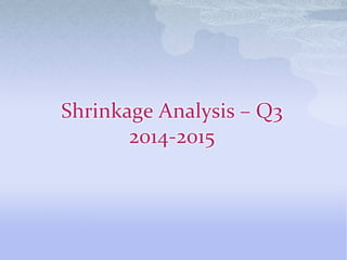 Shrinkage Analysis – Q3
2014-2015
 