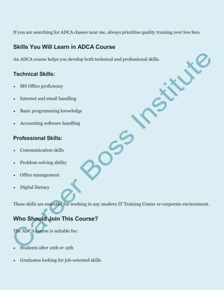 ADCA Computer Course in Ara – Career Boss Institute | PDF