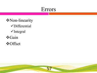 Errors
Non-linearity
Differential
Integral

Gain
Offset

57

57

 